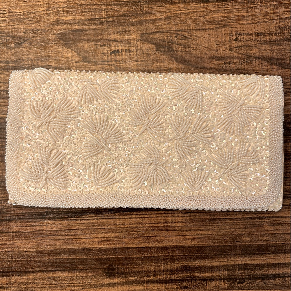 Vintage Handmade Beaded Silk Lined Clutch